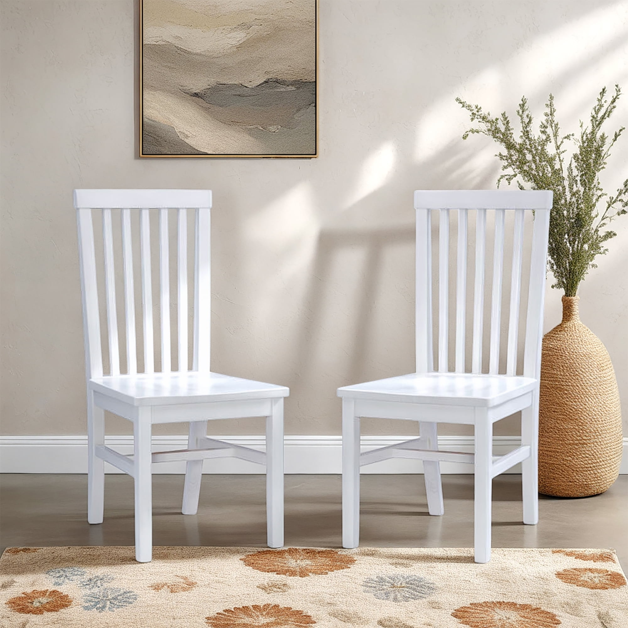Linon Percival Indoor Wood Dining Side Chair, Set of 2, White