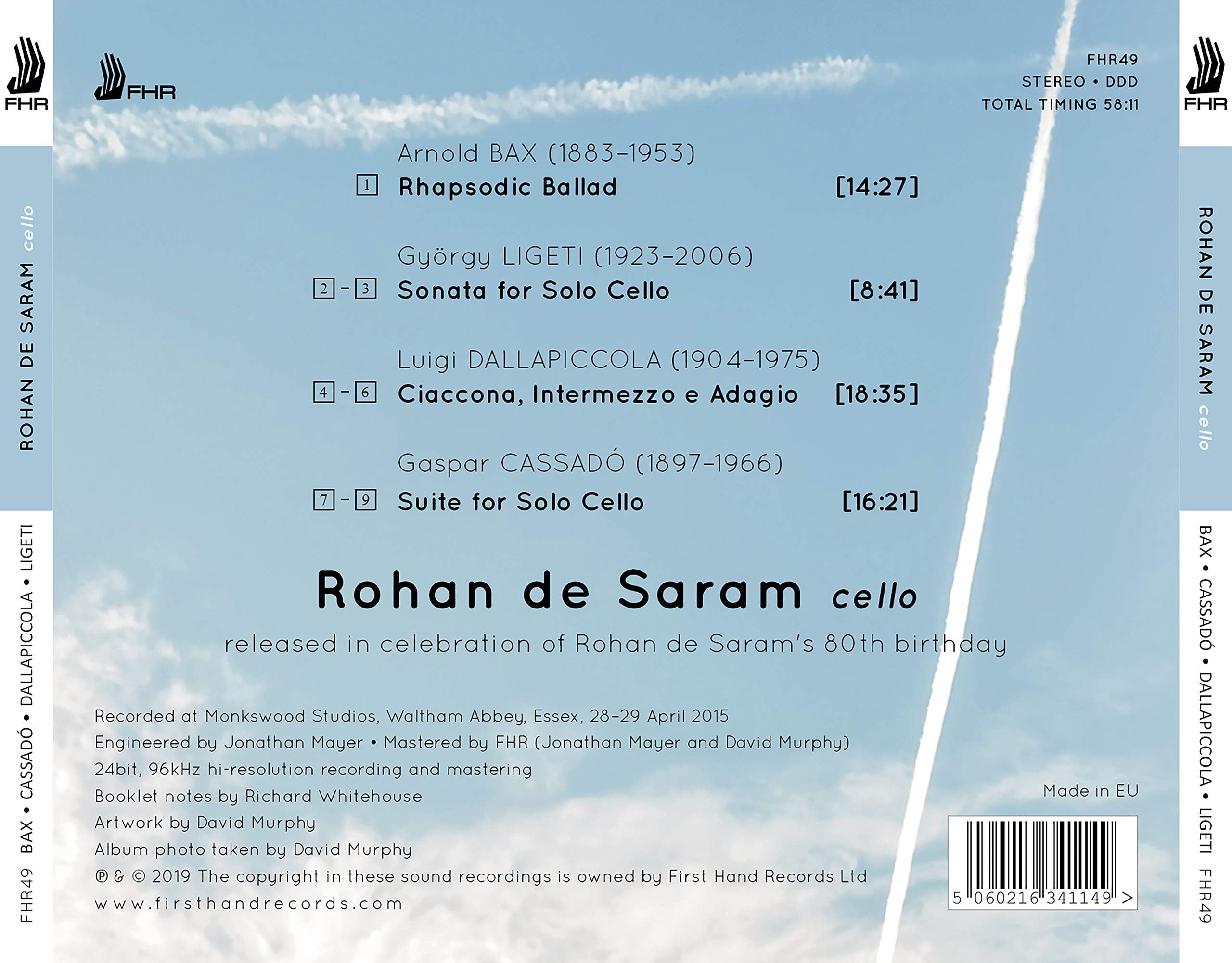 Bax / Rohan de Saram - Works for Solo Cello - Music & Performance - CD