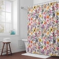 thumbnail image 6 of Yellow Purple Floral Shower Curtain for Bathroom, Watercolor Spring Yellow Purple Wildflowers Leaves Plant Waterproof Cloth Fabric Bathroom Accessories Set with 12 Rust Proof Plastic Hooks, 36"x72", 6 of 7