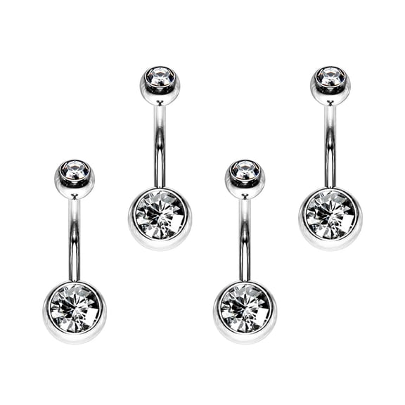 316L Surgical Steel 14G Belly Button Rings CZ Belly Ring 10mm Navel Barbell Belly Piercing Jewelry 3/8 Inch