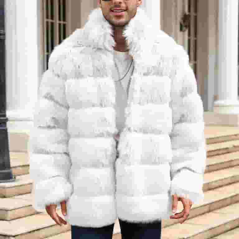 Men's Fur Coat Faux Fur Jacket For Men Fleece Winter Jackets Fuzzy