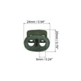 thumbnail image 2 of 0.8x0.9" Cord Locks Double Hole Spring End Toggle Stopper, Dark Green, 30 Pack, 2 of 5
