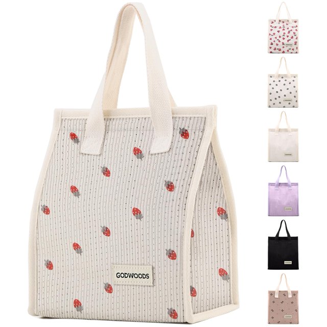 Bolsa de almuerzo TELLUMO con aislamiento de pana, 7,5 L, color fresa