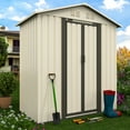 thumbnail image 3 of Outdoor Storage Sheds with Door 5FTx3FT Pent Roof Metal Garden Tool Storage for Backyard Beige, 3 of 6