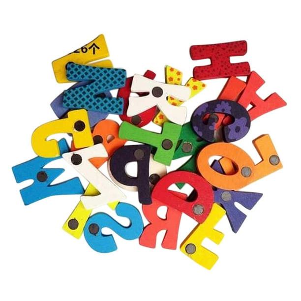 Aimant de réfrigérateur de dessin animé en bois pour bébé et enfant, jouet  de puzzle, alphabet anglais, 26 lettres, 26 pièces - AliExpress
