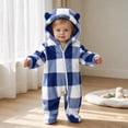 thumbnail image 5 of Maqroz Kids Boy Girl Plaid Fleece Romper Long Sleeve Hooded Jumpsuit Pajamas Winter Warm Bodysuit Sleepwear, 5 of 6
