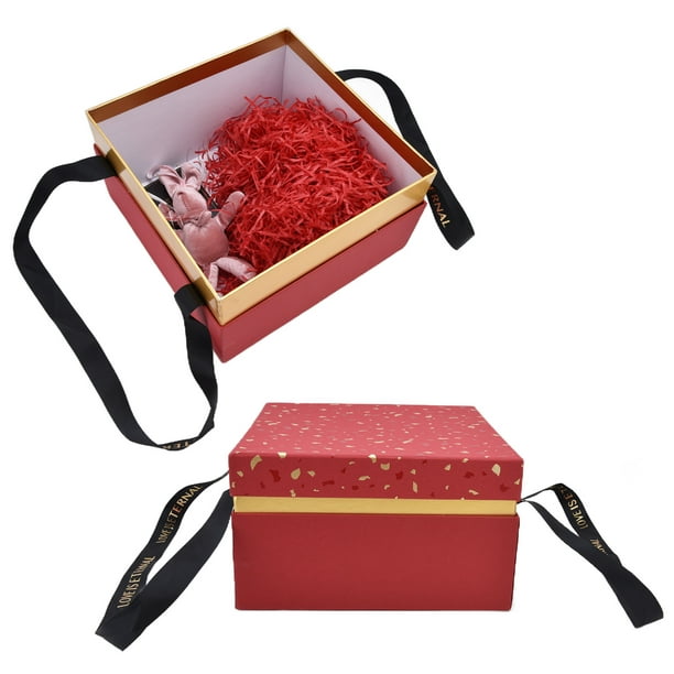 Pochettes cadeaux bijoux rouges, petite boîte cadeaux rouge avec ruban