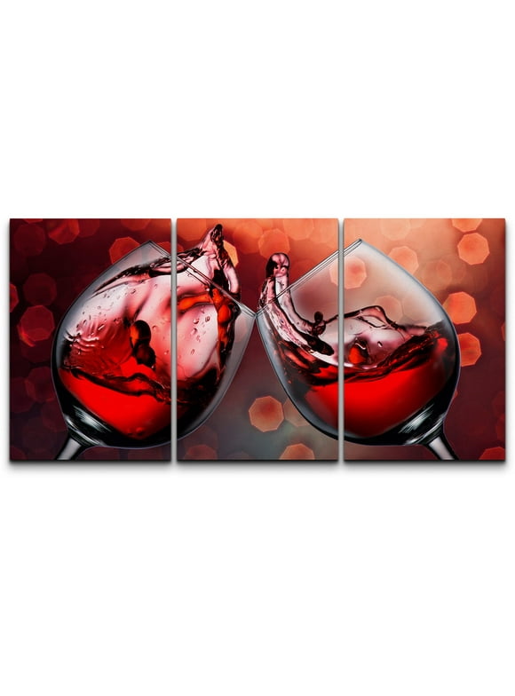 wall26 Canvas Print Wall Art Set Red Wine Glasses in Celebration Drinks Cocktails Photography Realism Chic Closeup Colorful Multicolor Ultra for Living Room, Bedroom, Office - 16"x24"x3