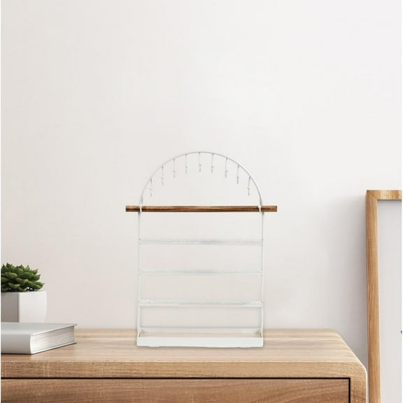 fenteer Jewelry Holder Multifunctional Keep Tidy 5 Tier for Tradeshow Showcase Store white