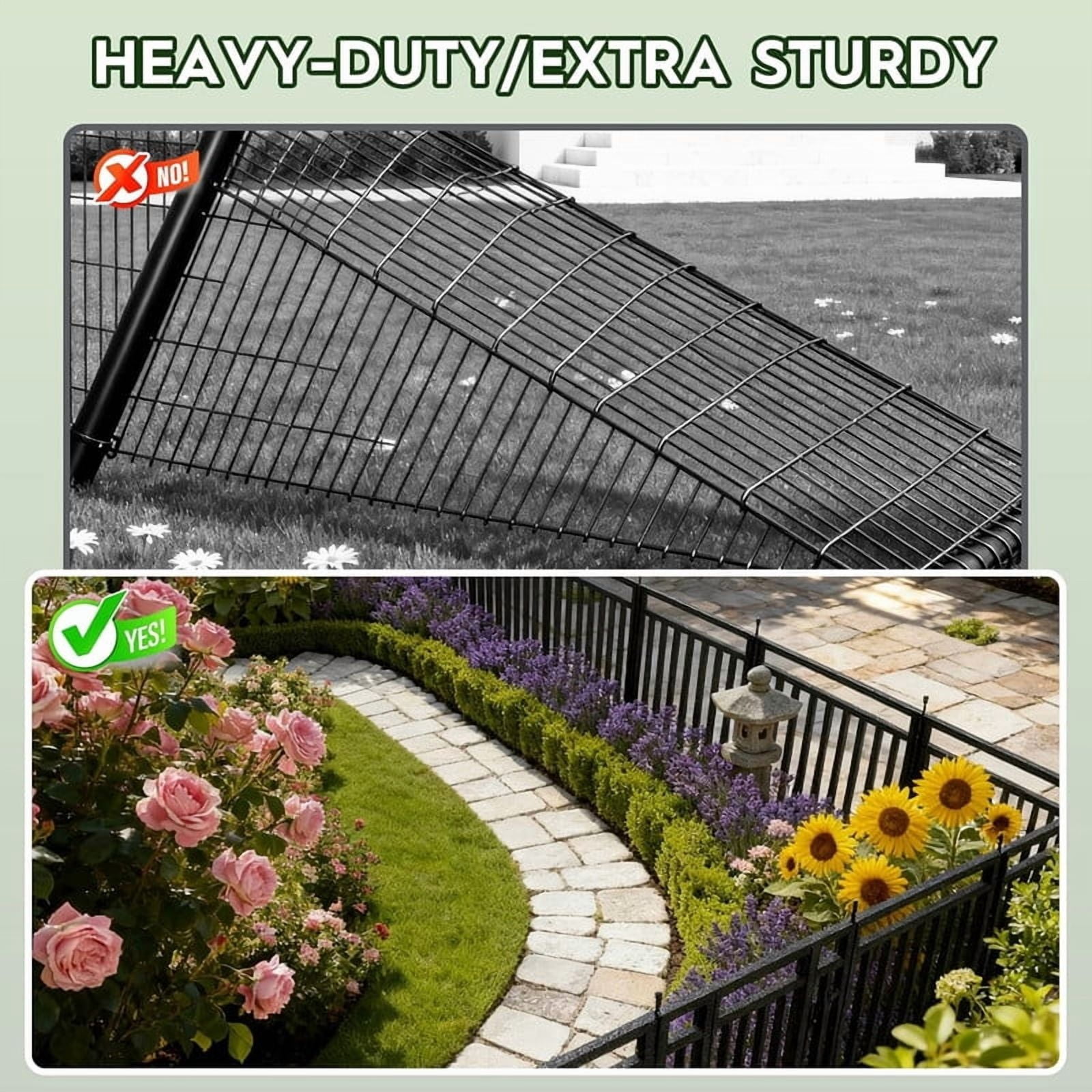 SPZONE 40 in H x 72 ft L Outdoor Garden Fence with Gates, 28 Panels + 4 Gates, Weather-Resistant Yard Barrier for Privacy & Decoration, Black/Silver
