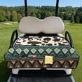 thumbnail image 2 of Yuyamidu Aztec Golf Cart Seat Cover for 2-Person Seats Brown Cow Print Golf Cart Seat Towel Blanket with Pockets Universal Fit Sports Cart Seat Cushion Accessories Decor, 2 of 8