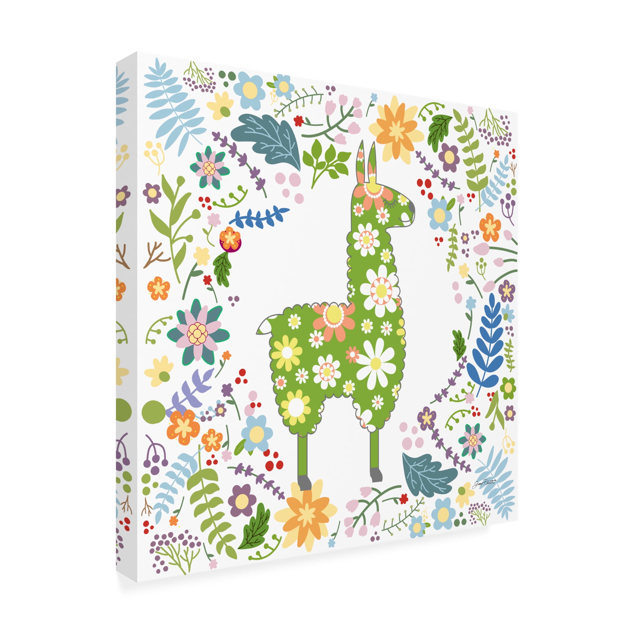 Canvas Wall Art - Jean Plout 'Retro Llamas A' Wall Art for Living Room, Bedroom, or Office Décor by Trademark Fine Art - 18 x 18 Inches
