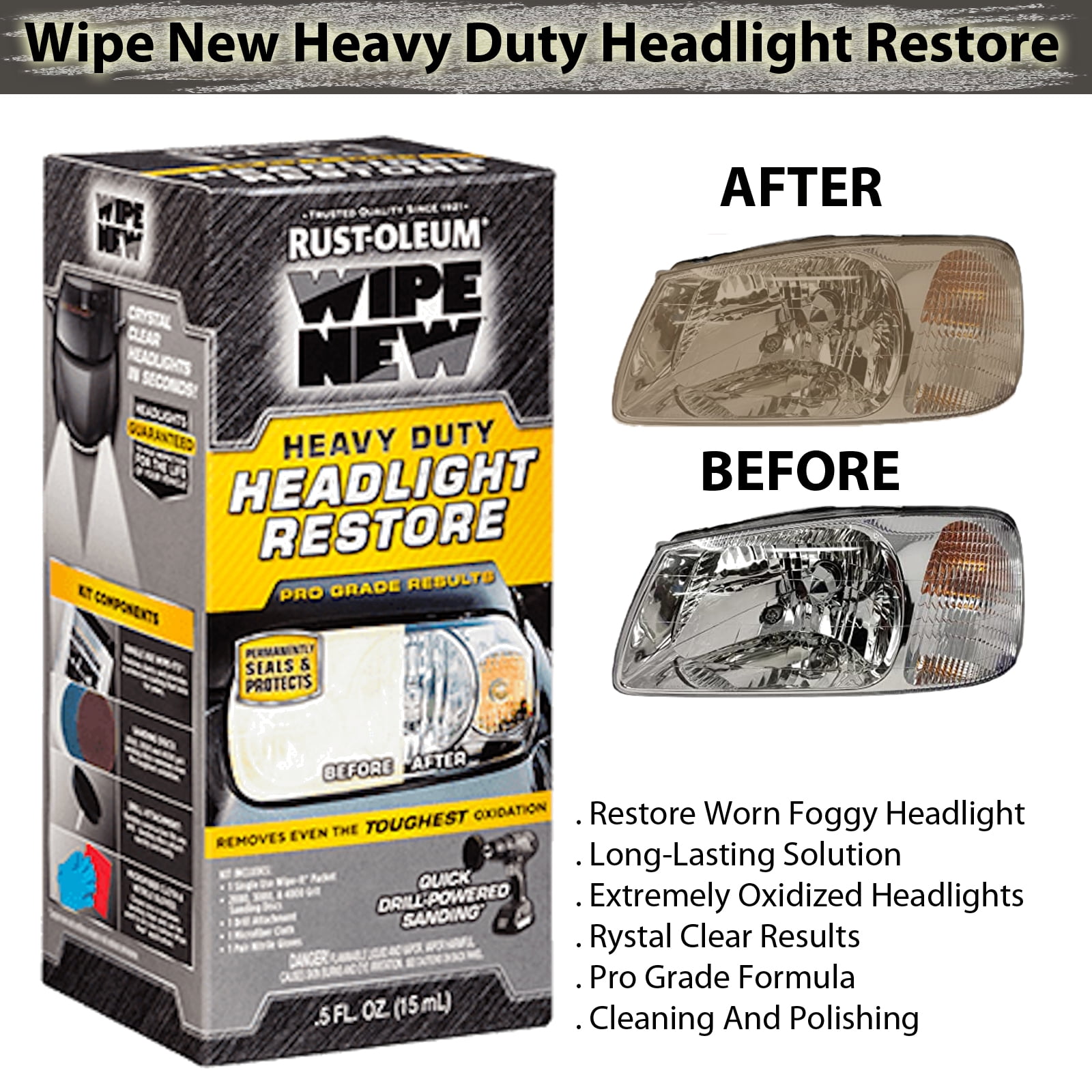 Rust-Oleum HDLCAL Wipe New Headlight Restore Kit