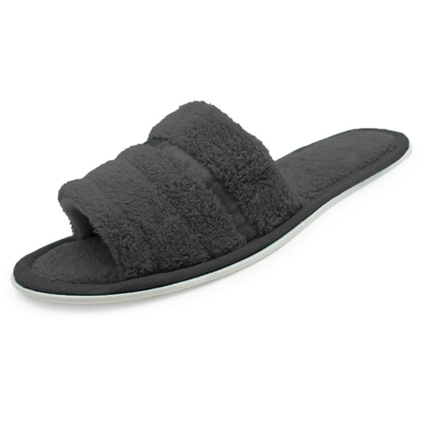 Lavra - Women's Terry Slipper Open Toe Slip On House Shoes Warm Fuzzy ...