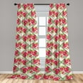 thumbnail image 4 of Ambesonne Floral Curtains, Flowers Valentine's Day Plot, Pair of 28"x84", Dark Coral and Fern Green, 4 of 5