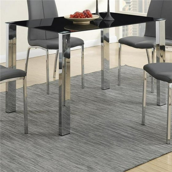 30 X 48 In Metal Based Dining Table With Dramatic Glass Top 30 X 48 In Metal Based Dining Table With Dramatic Glass Top Black Com