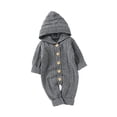 thumbnail image 4 of Qiylii Toddler Knitted Bodysuit, Solid Color Hooded Long Sleeves Rompers, 4 of 9
