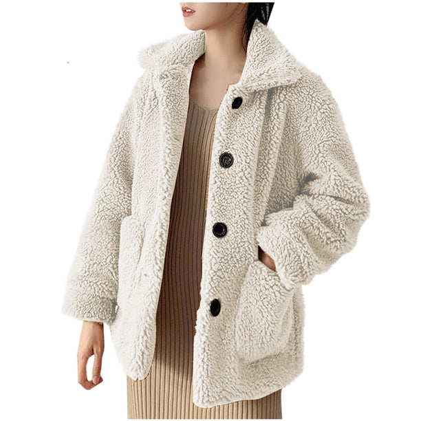 Abrigo y chaquetas informales de manga larga sin capucha para mujer, otoño e invierno, holgado, de manga larga, sin capucha, de poliéster.