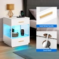 thumbnail image 5 of DEXTRUS LED Nightstand with Charging Station and 2 Drawers, White, 5 of 7
