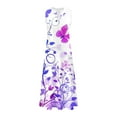 thumbnail image 4 of Women's Maxi Dress V Neck Sleeveless Floral Print Summer Dress Swing Style Comfort Fit for Vacation Resort Daily Casual Sundress, 4 of 5