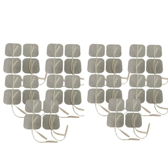 40 TENS Unit Electrode Pads 2 x 2  Replacement TENS EMS  Massage 2 Inch Square White Cloth with Premium Adhesive Gel
