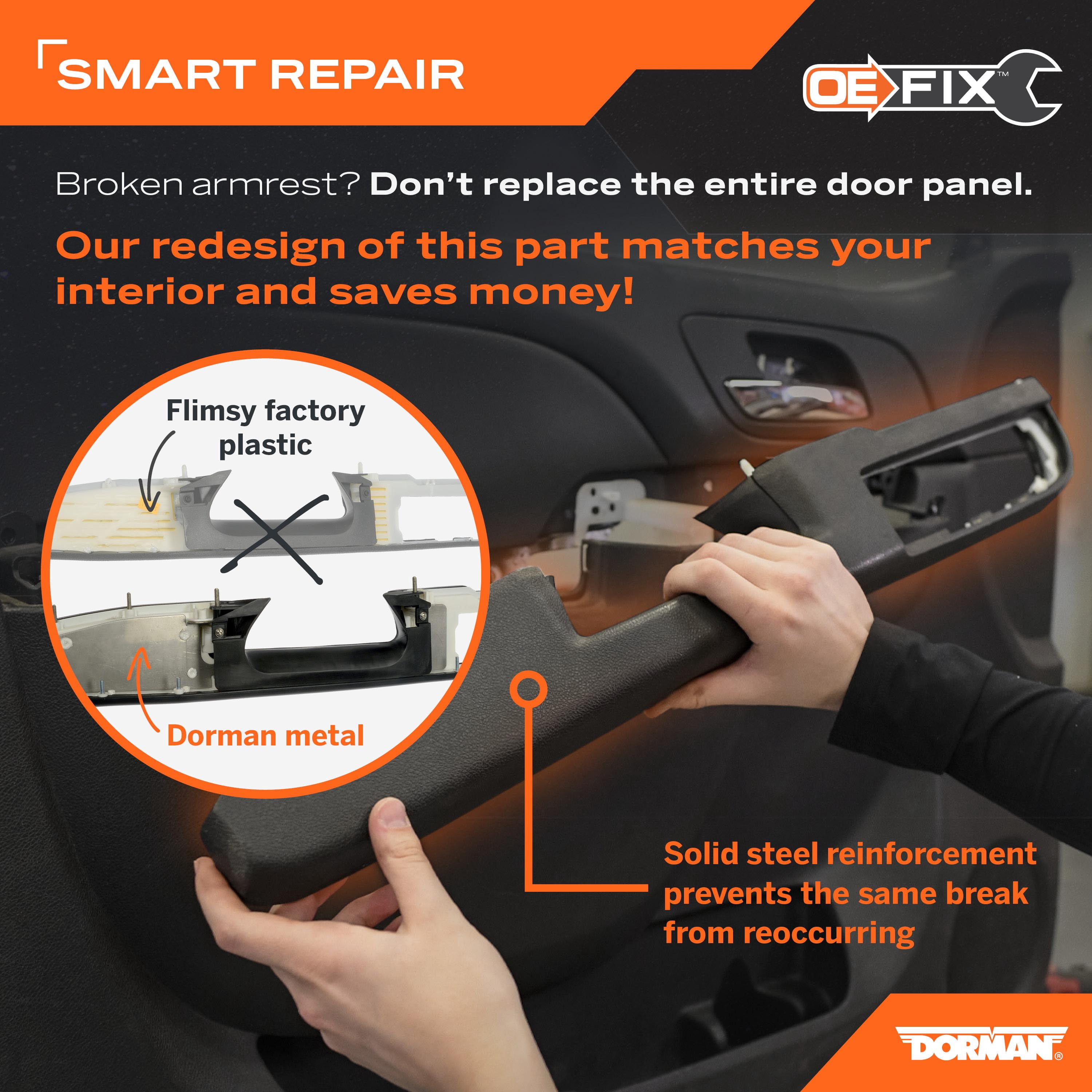 Dorman 80995 Front Driver Side Door Armrest Repair for Specific Chevrolet / GMC Models, Tan (OE FIX)