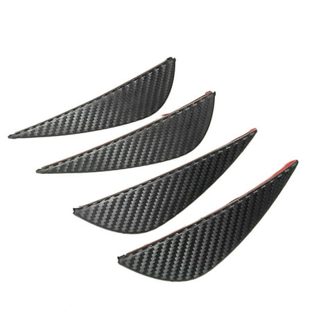 Set of 4 Body spoiler trim,Durable Carbon Fiber Style Body Spoiler Front Bumper Splitter Trim Tip Kit