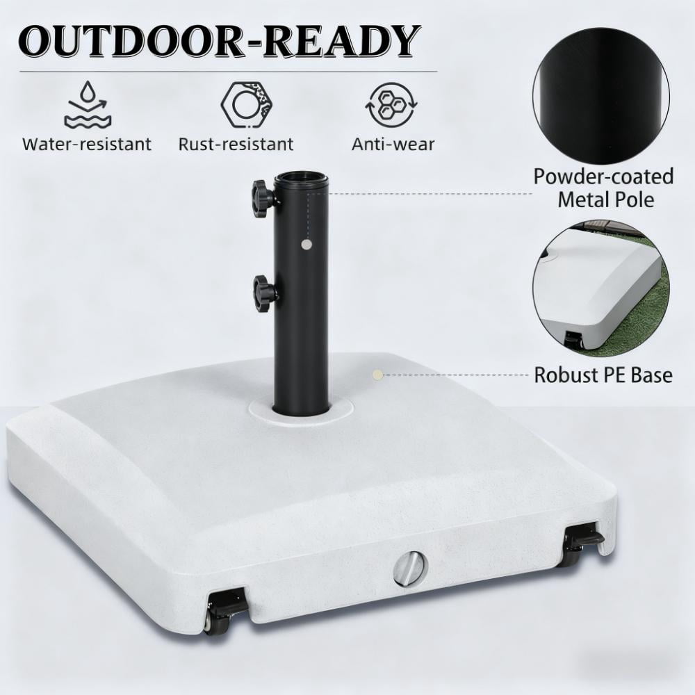 9.9 lb. Metal Square Square Patio Umbrella Base in Gray Umbrella Stand Holder w/4 Wheels for Garden, Backyard, Poolside