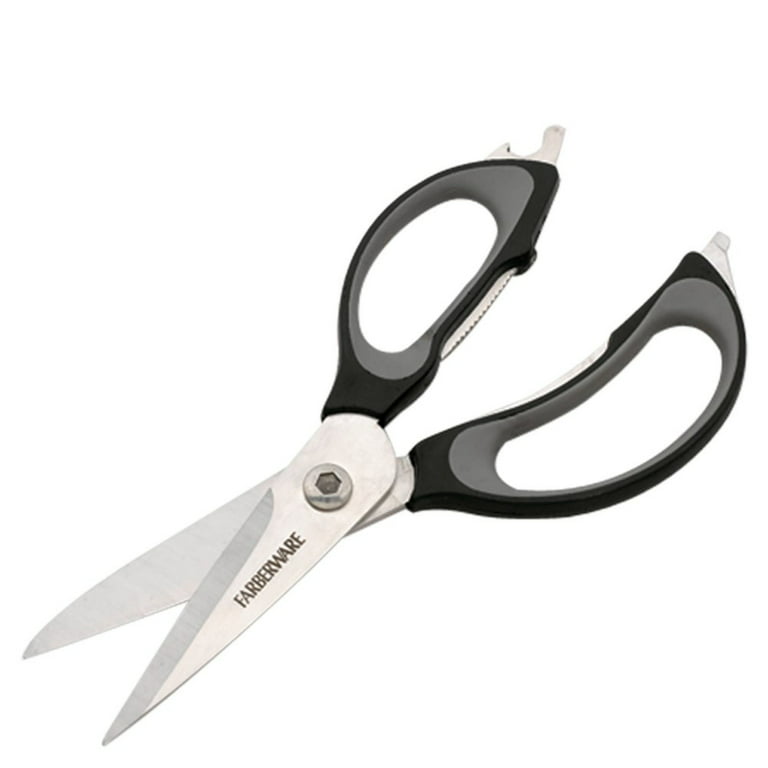 Multi Purpose Kitchen Scissors with Magnetic Holder, Orange, 8 in