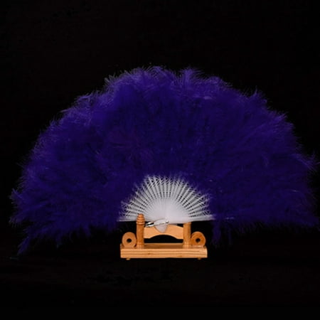 

NIUREDLTD Home Decoration Wedding Showgirl Dance Elegant Large Feat Her Folding Hand Fan Decor Decal Purple