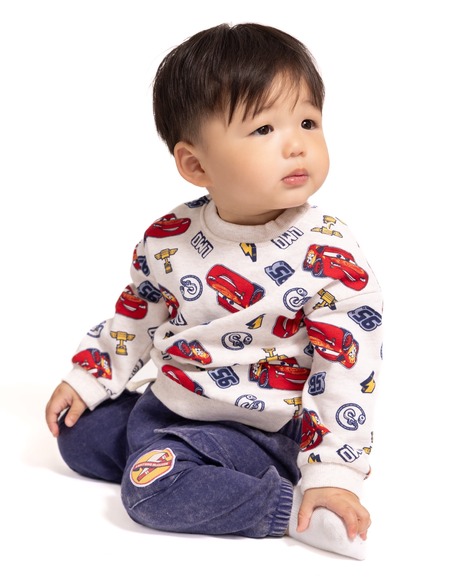 Pixar Cars Baby Boys' Crewneck Sweatshirt and Cargo Joggers Set, 2-Piece, Sizes 0/3M-24M