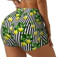 thumbnail image 2 of Qekee Lemons on Striped Women Workout Shorts, Sports shorts, Scrunch Butt Lifting Gym Shorts, Breathable Soft - Large, 2 of 9