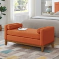 thumbnail image 3 of S-HOME Large Upholstered Boucle Fabric Ottoman with Pillows, Window Bench for Living Room, Home Entryway Seating, Orange, 3 of 7