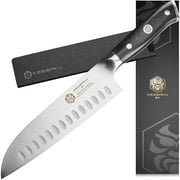 Kessaku Santoku Knife - 7 inch - Dynasty Series - Razor Sharp Kitchen Knife - Granton Edge - Forged ThyssenKrupp German High Carbon Stainless Steel - G10 Garolite Handle with Blade Guard