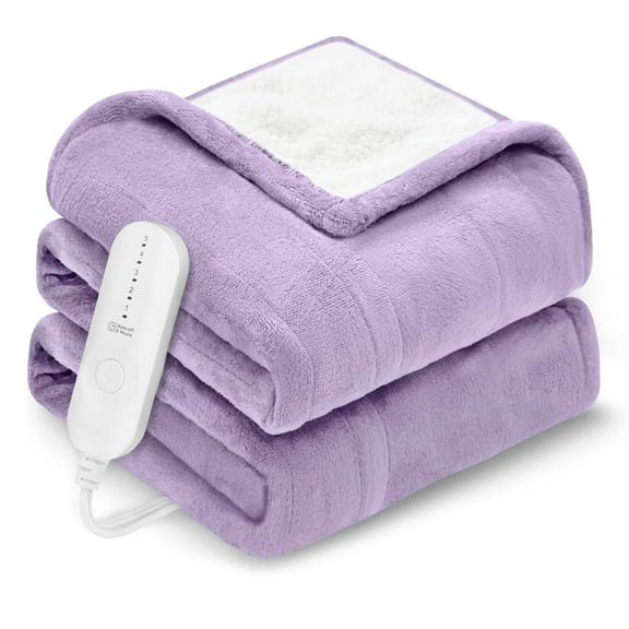 Reaks Heated Throw Electric Blanket - 50''X60'' Flannel Heating Blanket with 5 Heat Levels & 3 Hours Auto off
