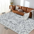 thumbnail image 3 of MJIAexp 6'x9' Moroccan Area Rug Washable Bedroom Rug Vintage Boho Area Rug Non-Slip Accent Throw Rug Stain Resistant Floor Carpet for Kitchen Entryway Living Room Office Floral Gray, 3 of 14
