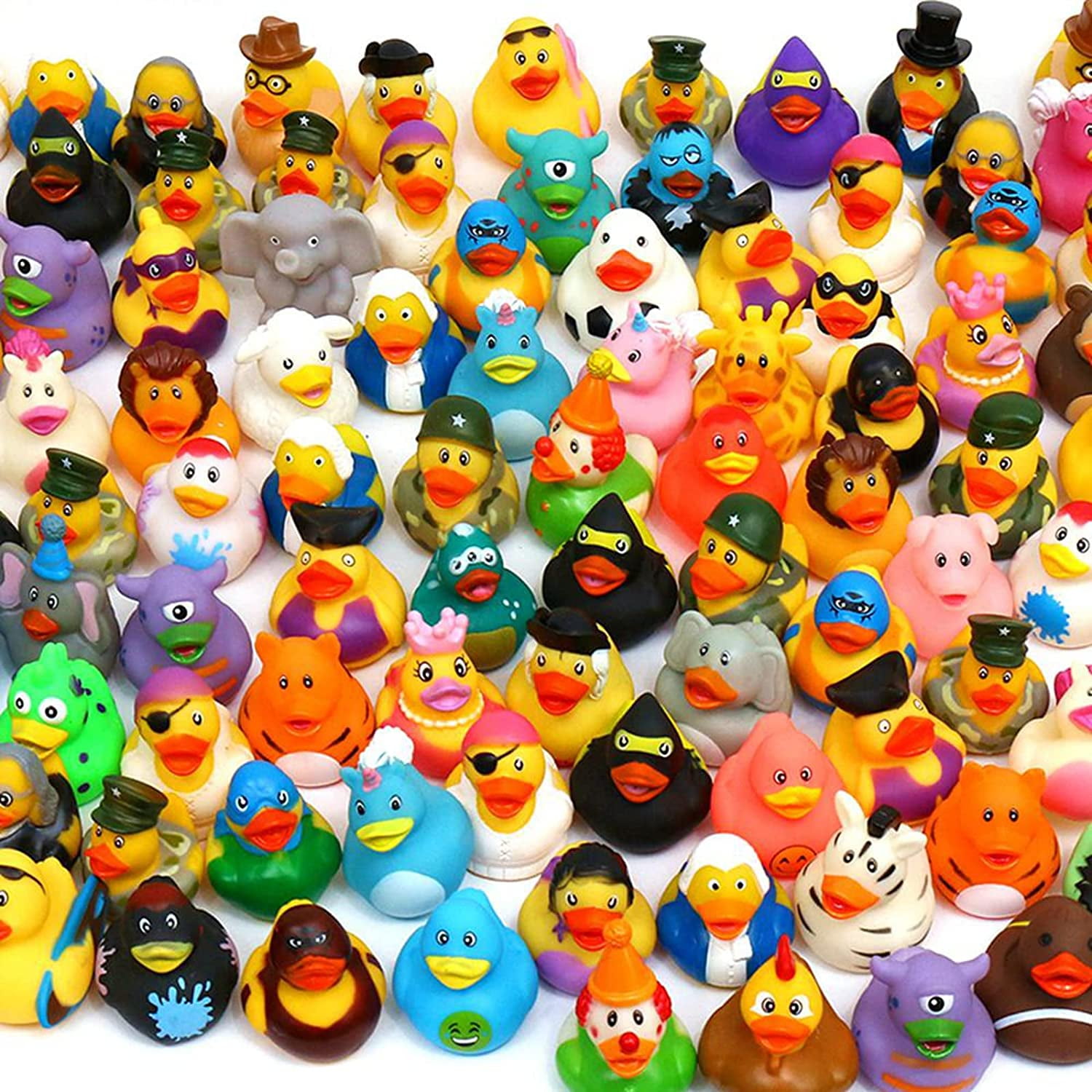 XY-WQ 100 Pack Rubber Duck for Jeeps Ducking - 2" Bulk Floater Duck for Kids - Baby Bath Toy Assortment - Party Favors, Birthdays, Bath Time, and More (50 Varieties)