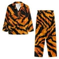 thumbnail image 3 of SCRAWLGOD Tiger Print Orange Black Mens Long Sleeve Pajama Set with Pockets 2 Pack Breathable Anti-Wrinkle Notch Collar Pajama Sets Button Down Sleepwear with Elastic, 4XL, 3 of 6