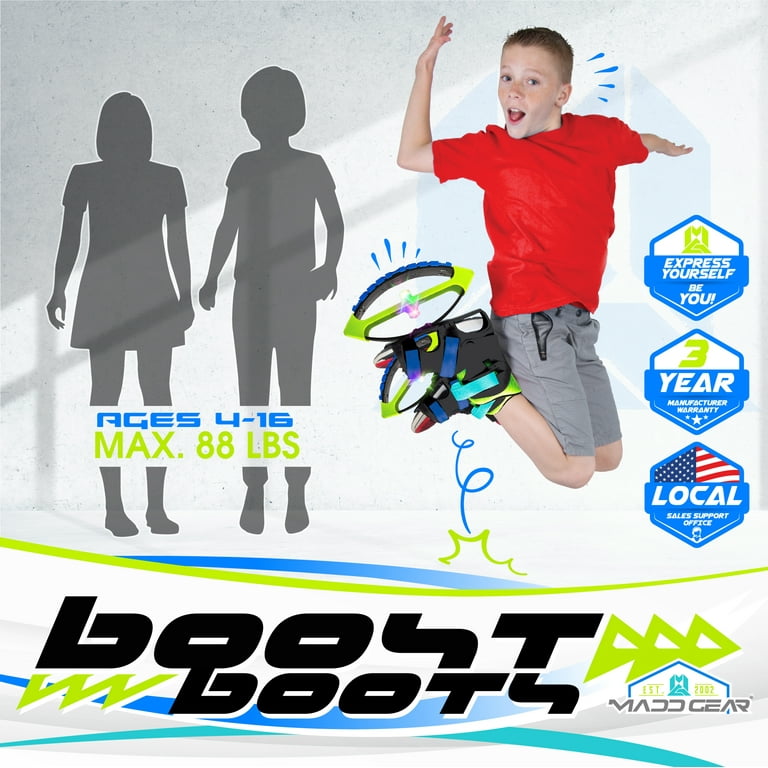 Madd Gear Light Up Boost Boots Kids Jumping Shoes - Bounce to the Moon -  Fun & Fitness - Unisex 