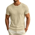 thumbnail image 3 of Men's Summer Solid Color Casual Tee T-Shirt Top Short Sleeve Crewneck Loose Fit Breathable Quick Dry Moisture Wicking Gym Workout Hiking Daily Essential Gift | JASKFLY,Beige L, 3 of 8