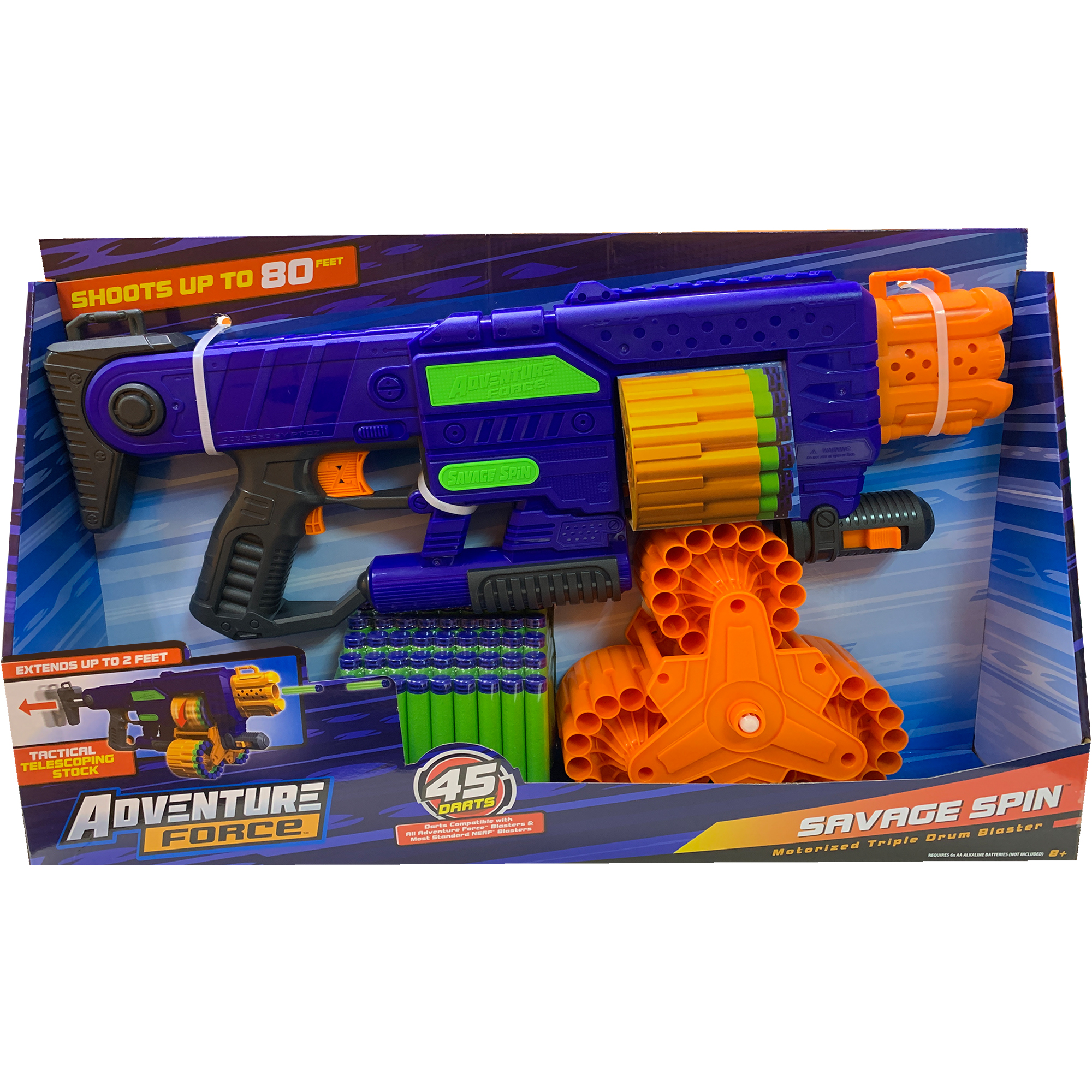 Adventure Force Savage Spin Motorized Triple Drum Dart Blaster ...