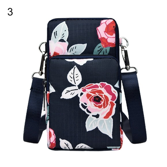 Trayknick Women Coin Purse Floral Print Shoulder Strap Mini Wear-resistant Space-saving Crossbody Bag for Daily Life As the picture size 3