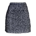 thumbnail image 3 of XIUH Women's Fashion Sequins Mini Skirts Elastic Waist Wrapped A-Line Shiny Skirts Gray L, 3 of 3