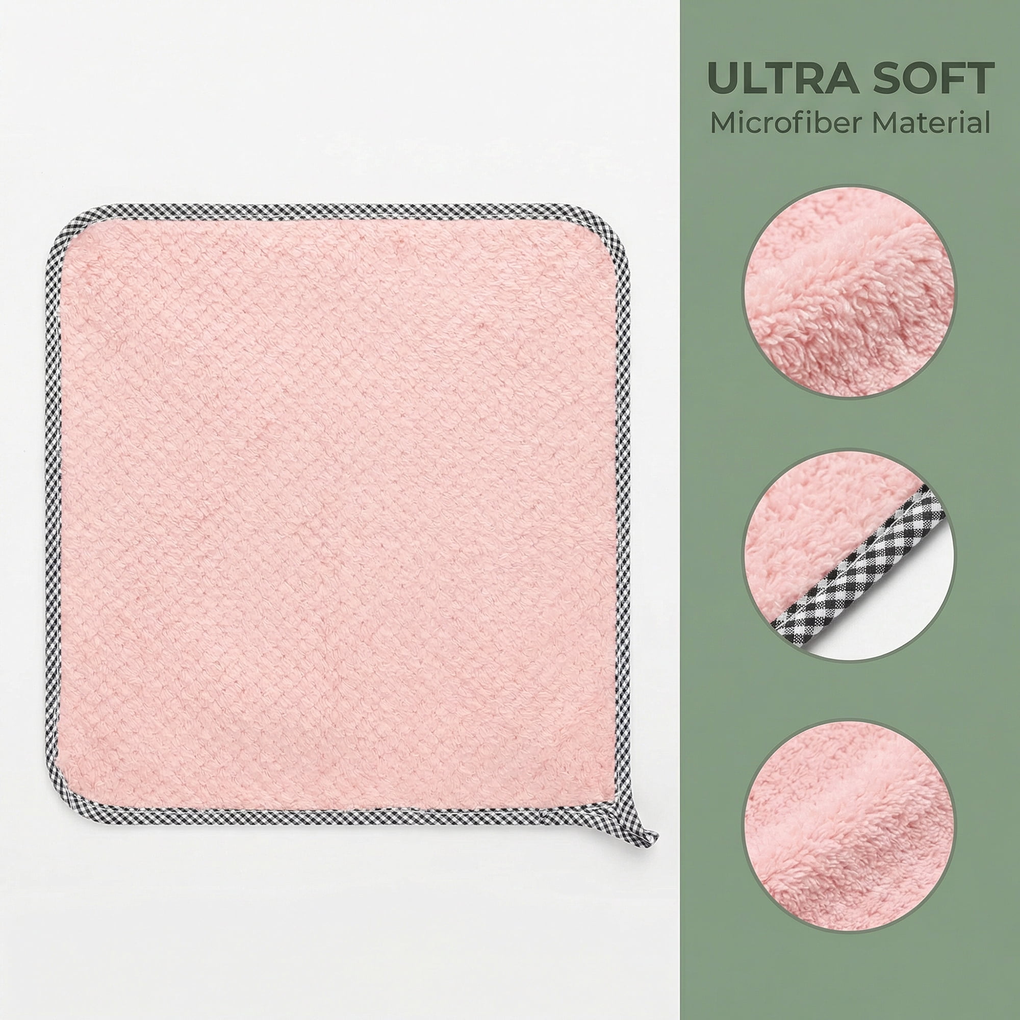 Unique Bargains 3Pcs Hanging Microfiber Reusable Kitchen Dish Cloths Light Pink 10" x 10"