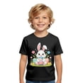 thumbnail image 1 of MIASHUI T-Shirts Graphiques de Pâques pour Garçons Doux Décontractés à Manches Courtes Hauts Colorés pour Enfants Noir, 1-2 Ans, 1 of 4
