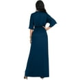 thumbnail image 6 of KOH KOH Long Sexy V-Neck Short Sleeve Slit Flowy Cocktail Evening Bridesmaid Wedding Guest Party Summer Tall Dressy Maxi Dress Gown For Women Blue Teal Large US 12-14 NT290, 6 of 7