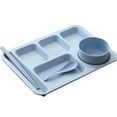 Meijiashe Blue Divided Plates with Bowl and Utensils Portion Control