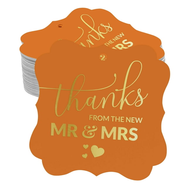 Inkdotpot Real Gold Foil Bracket Shape Paper Hang Tags Thanks From The New Wedding Favor Tags Pack Of 100