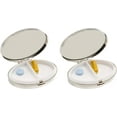 thumbnail image 4 of Set of 2 Oval-Shaped Pocket Purse Pill Box & Organizer With Dual Compartments (Silver Victorian), 4 of 4