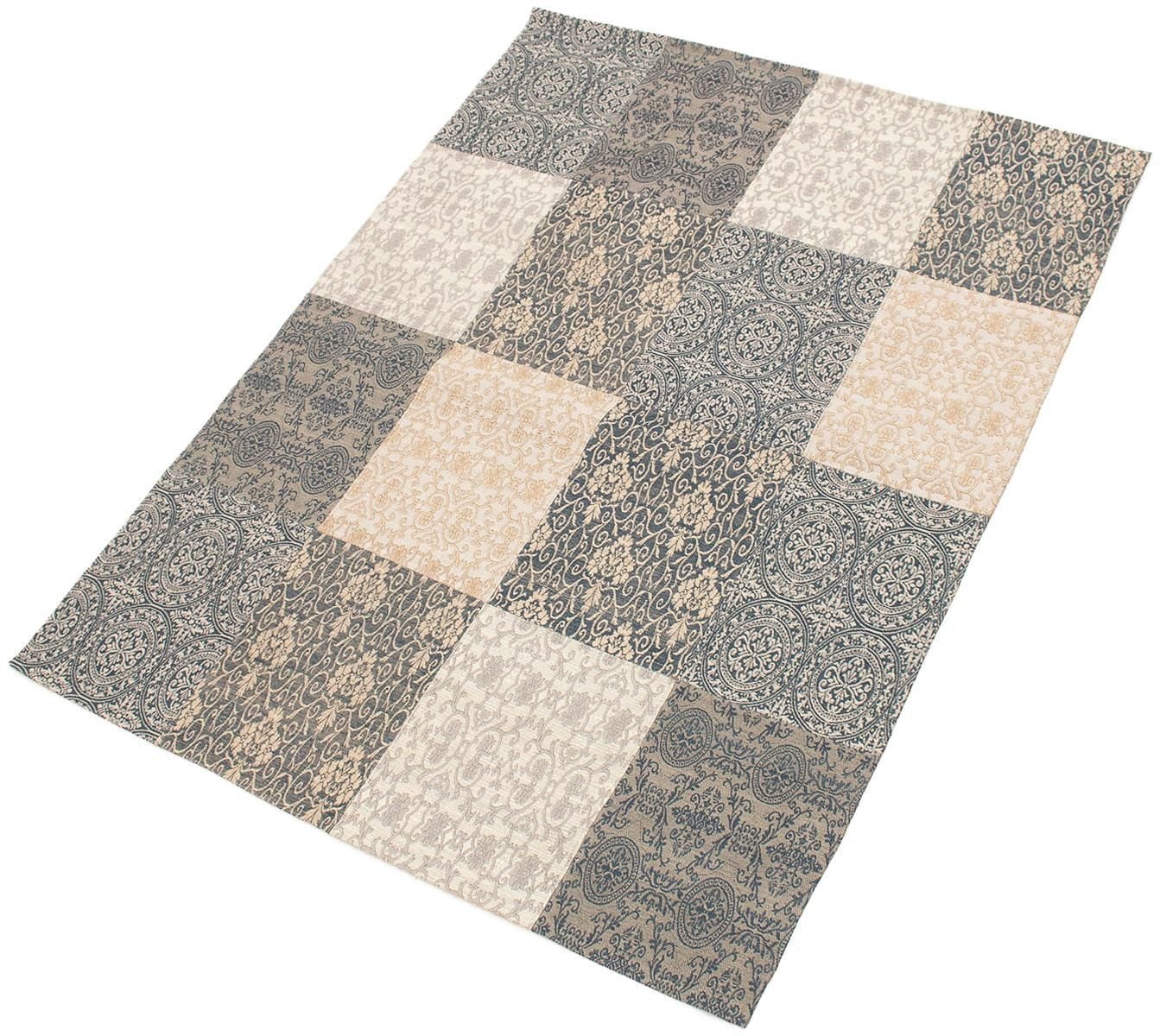 ECARPETGALLERY 5'8" x 7'7" Transitional Collage Handmade Area Rug for Living Room, Dining Room and Bedroom in Blue